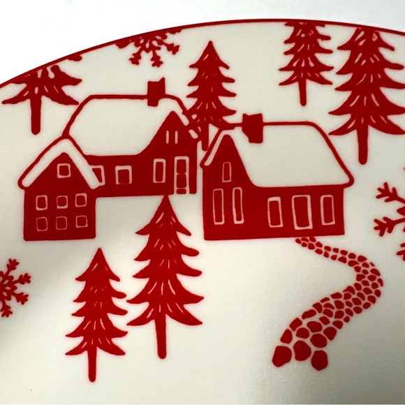 COPY - Set of 2 Dinner Plates 9.5” Red and White Winter Village - Picture 7 of 9